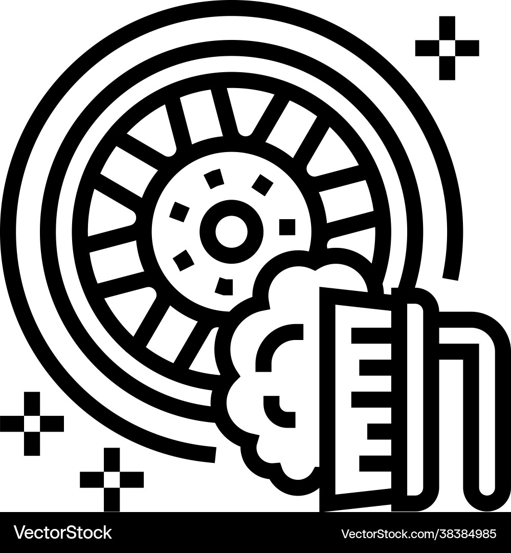 Cleaning wash car wheel line icon Royalty Free Vector Image
