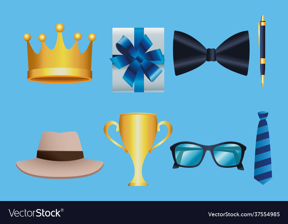 Eight fathers day icons Royalty Free Vector Image