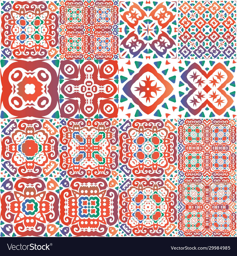 Ethnic colored ornament in ceramic tile Royalty Free Vector