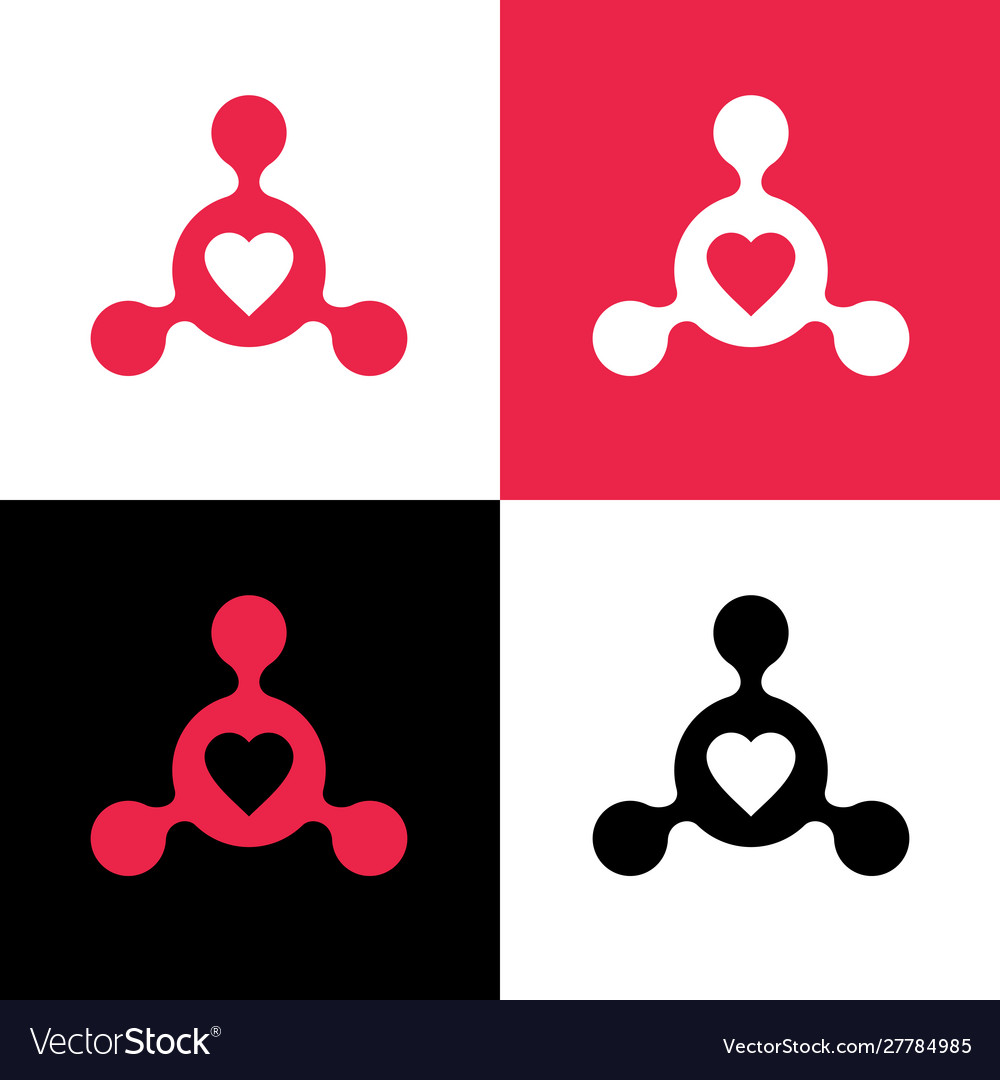 Heart connection logo set share love icon