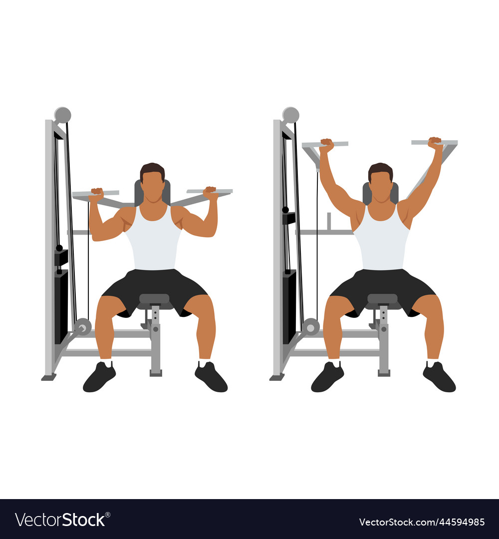 Man doing a shoulder press exercise Royalty Free Vector