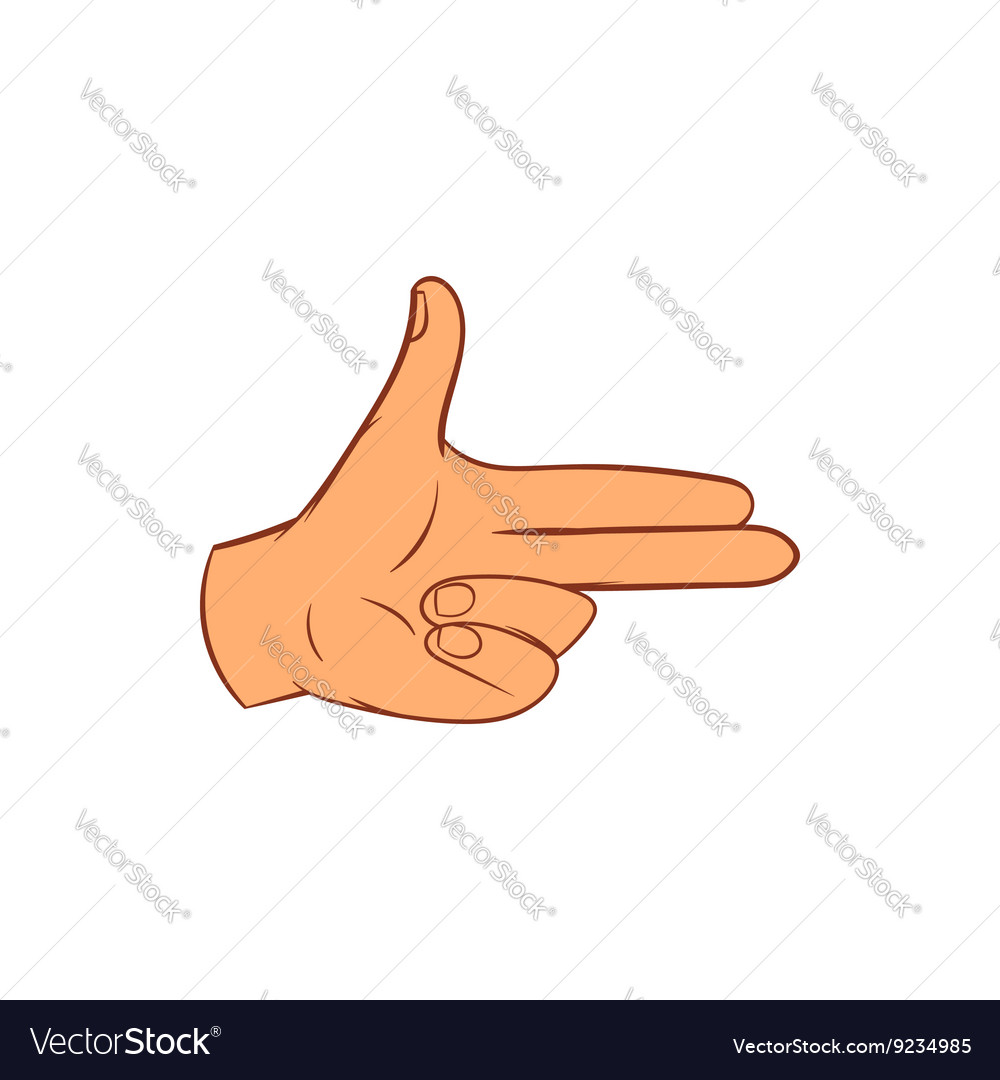 Pistol hand icon in cartoon style Royalty Free Vector Image