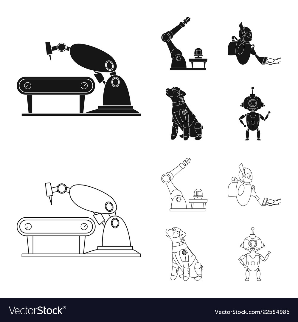 Robot and factory symbol vector image Robot and factory symbol