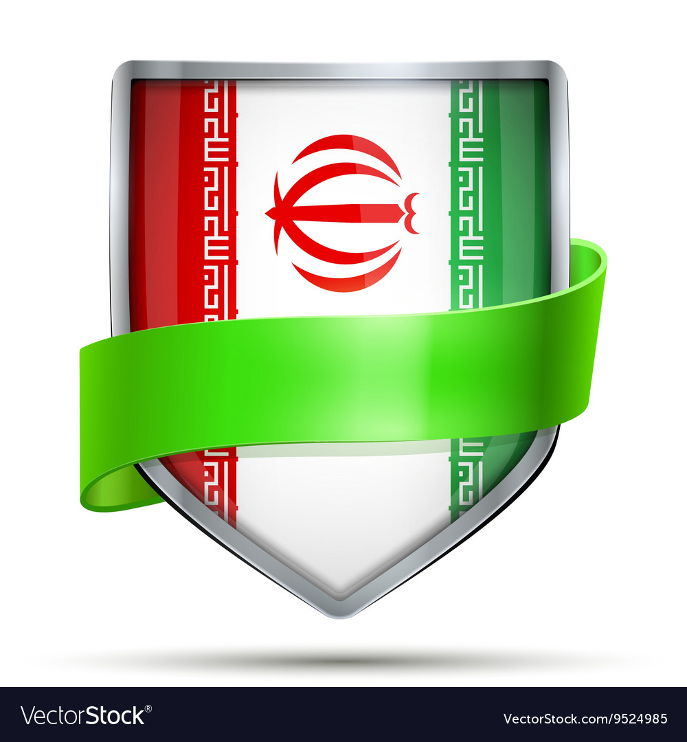 Shield with flag iran and ribbon