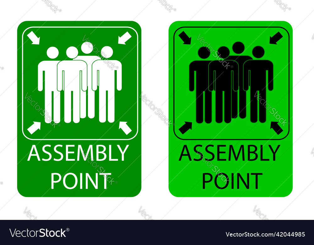 Simple Set 2 Assembly Point Sign At White Vector Image