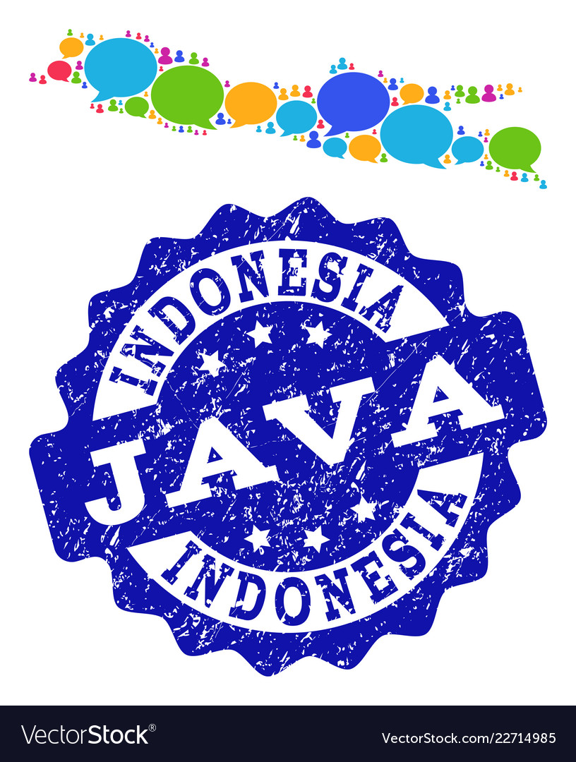 Social network map of java island with message vector image Social network map of java island with message