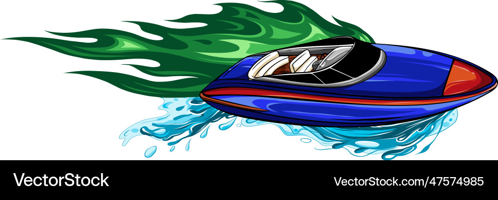 Speedboat flat isolated Royalty Free Vector Image