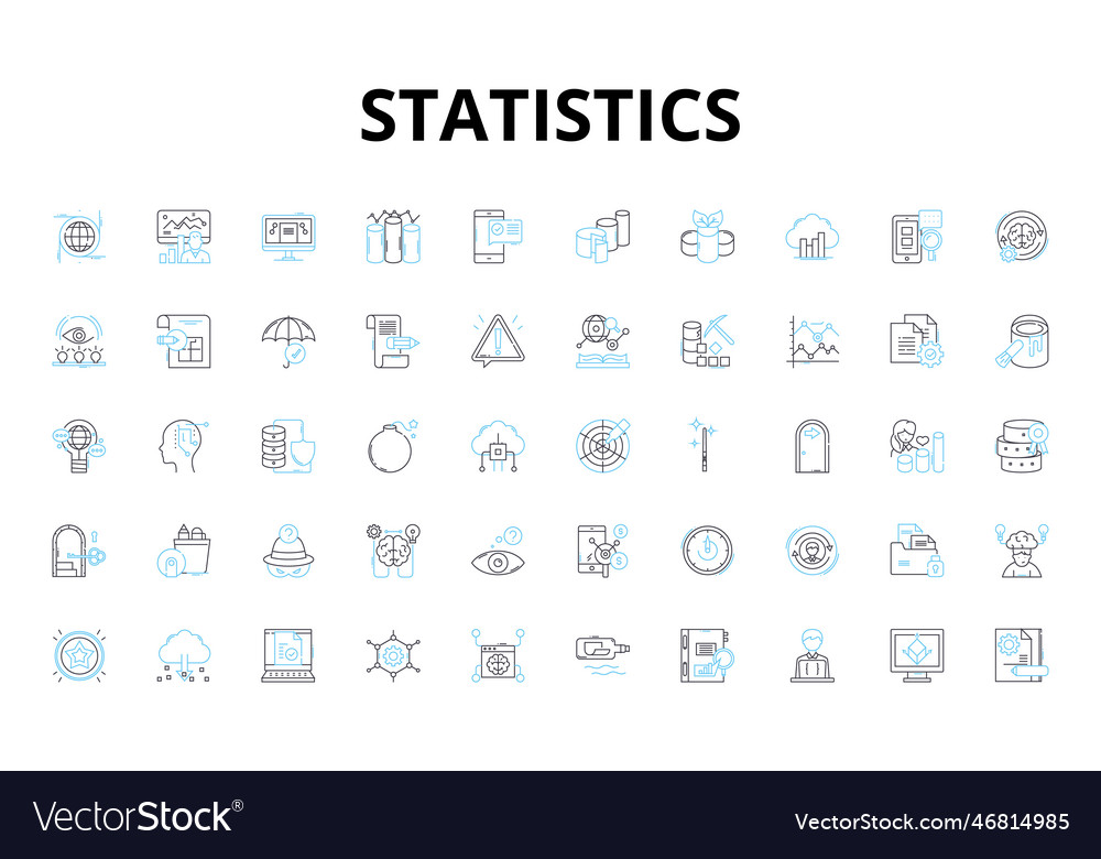 Statistics linear icons set probability sampling vector image Statistics linear icons set probability sampling