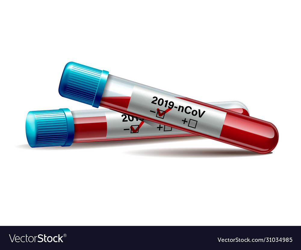 Test tube with blood sample for covid-19 Vector Image