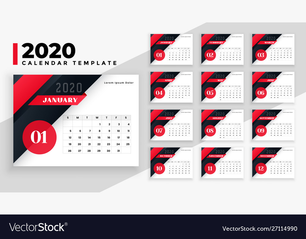 2020 calendar modern geometric template design