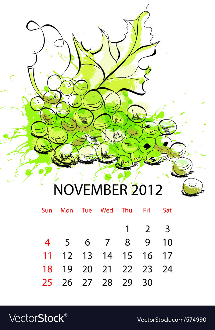 Calendar with fruit for 2012 november