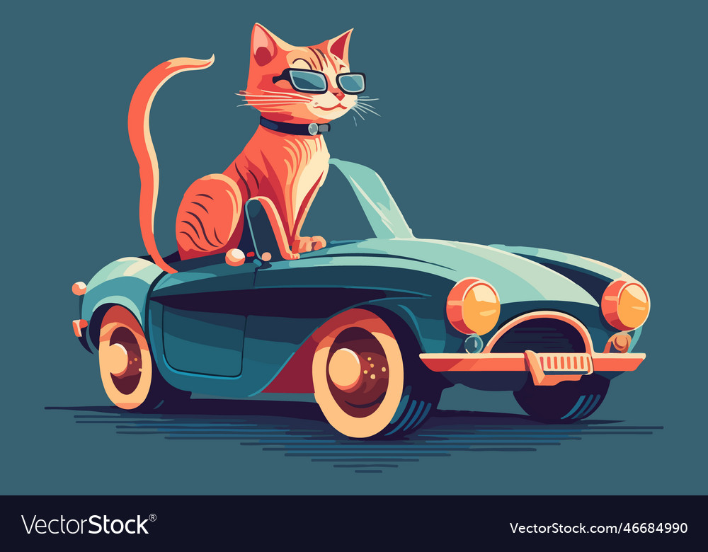 Cat riding a car Royalty Free Vector Image - VectorStock