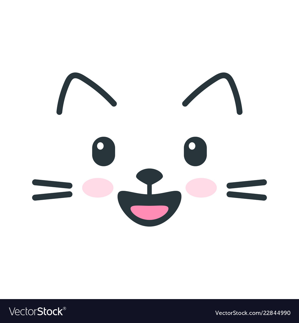 Cute cartoon cat face icon on white background Vector Image