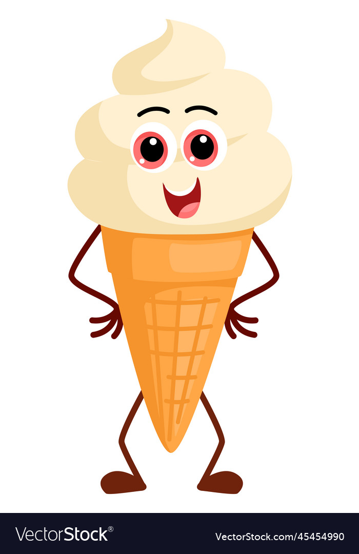 Eis mascot süß waffle cone charakter