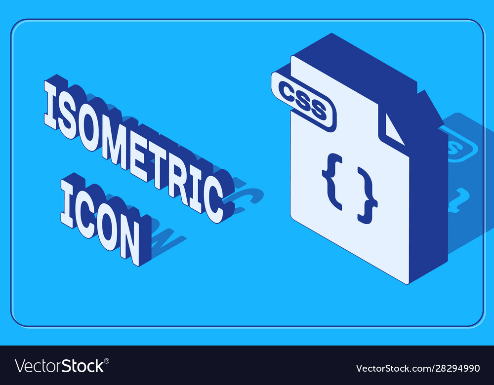 Isometric css Datei Dokument herunterladen Taste vector image Isometric css Datei Dokument herunterladen Taste