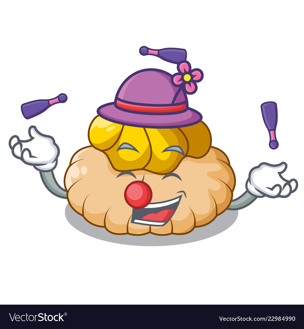 Juggling ice cream biscuit on wafers cartoon