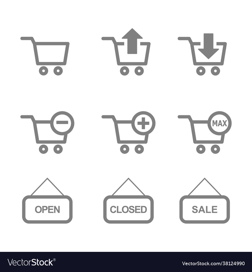 Shopping trolley icon set