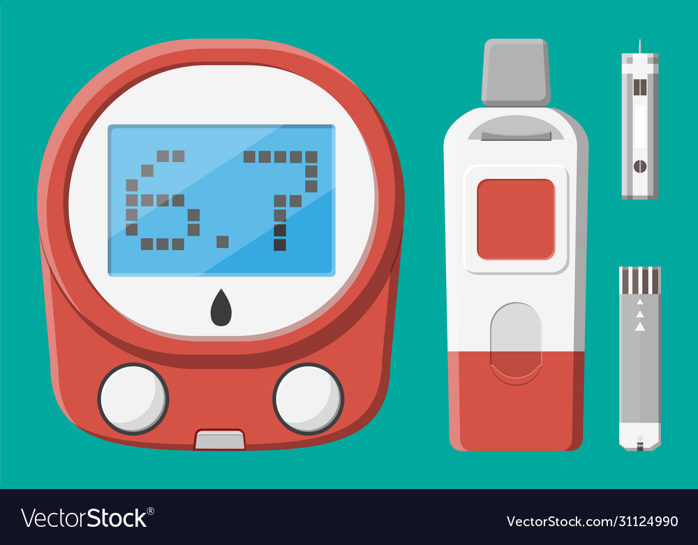 Testing blood glucose concept glucometer Vector Image