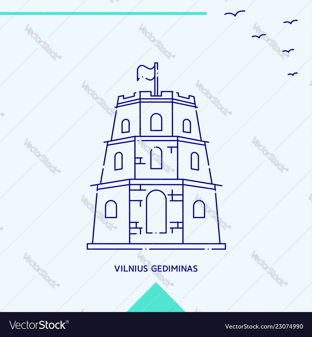 Vilnius gediminas skyline Royalty Free Vector Image