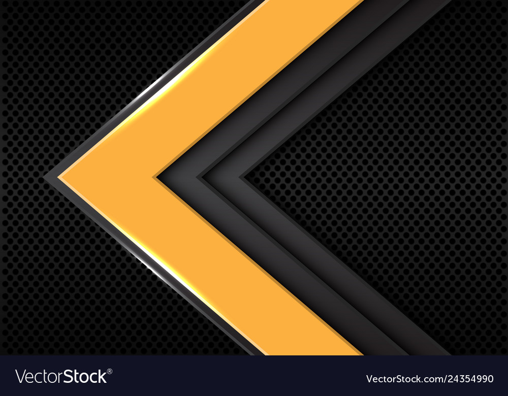 Yellow grey arrow direction on dark circle mesh