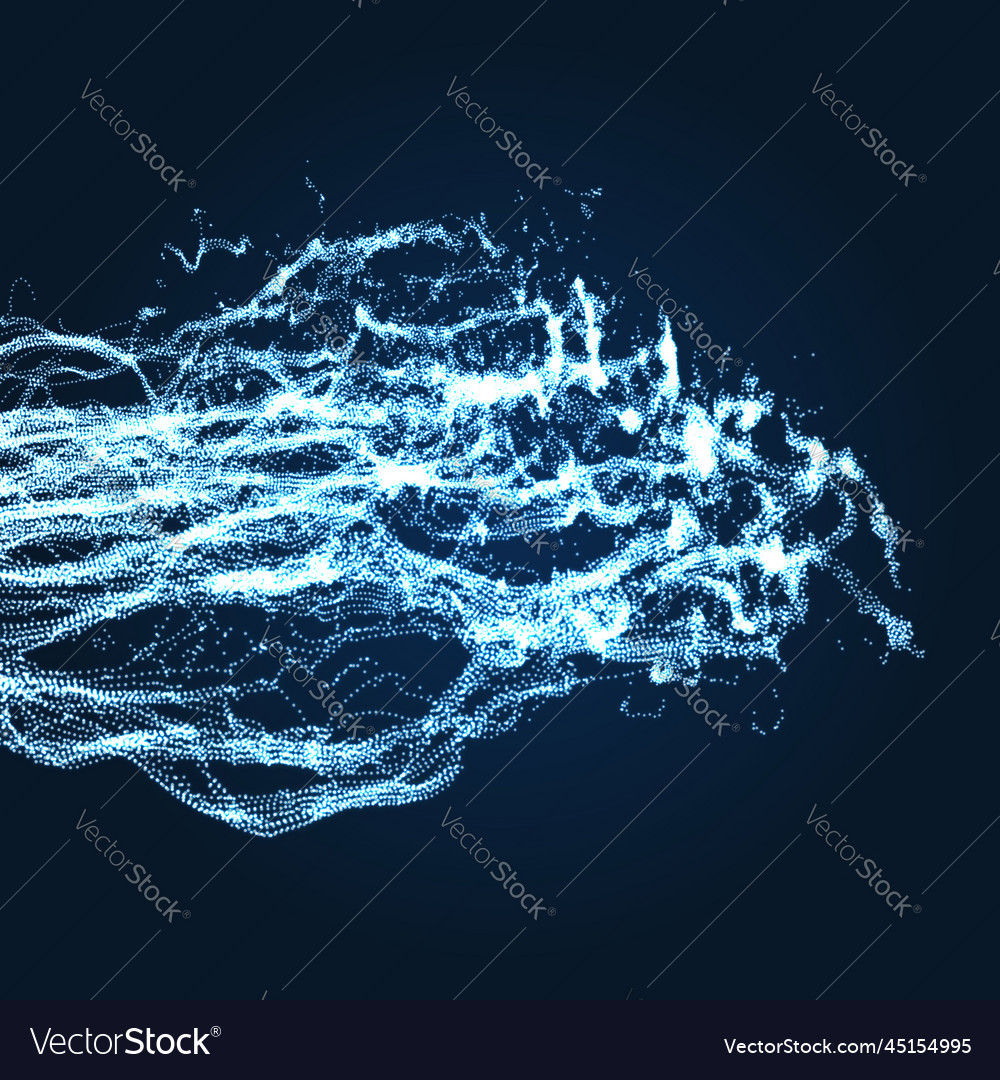 Array with dynamic emitted particles water splash vector image Array with dynamic emitted particles water splash
