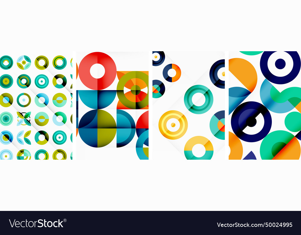 Circles and rings geometric backgrounds posters Vector Image