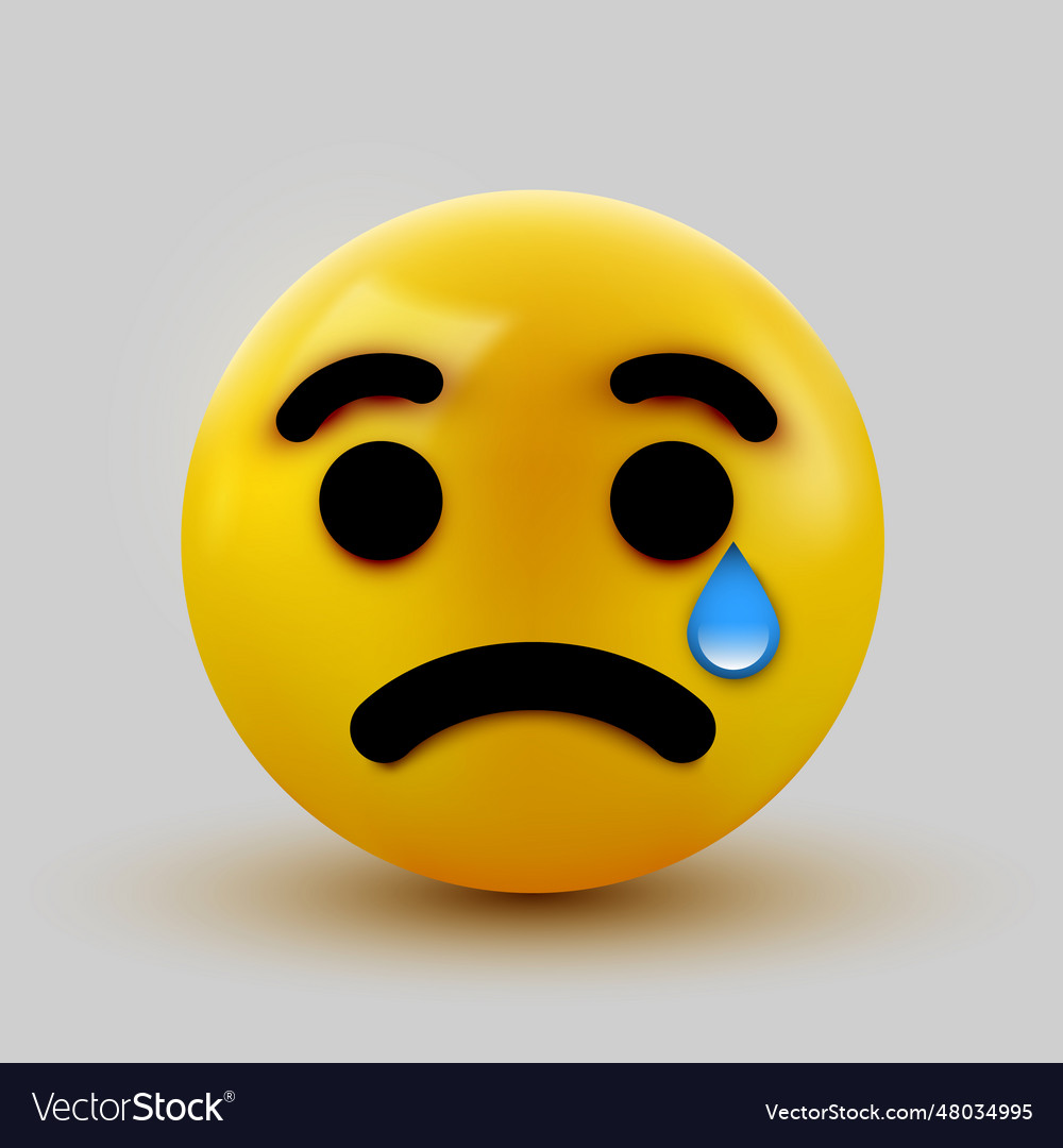 Crying sad emoticon emoji smiley social network Vector Image