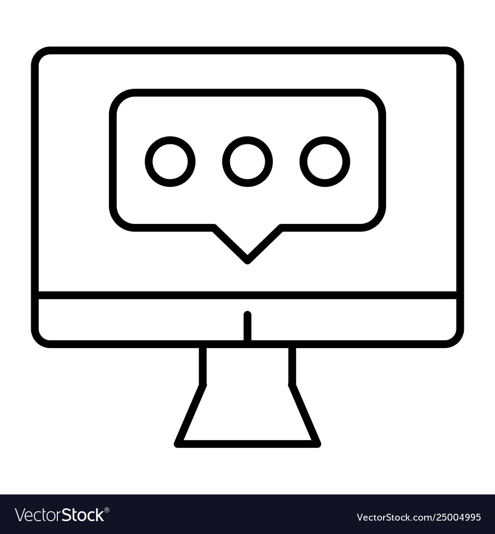 Dialogue on computer monitor thin line icon chat vector image Dialogue on computer monitor thin line icon chat
