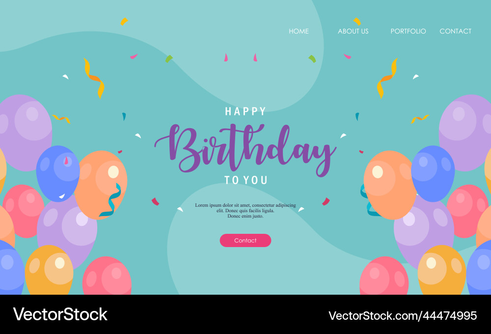 Happy birthday landing page template Royalty Free Vector