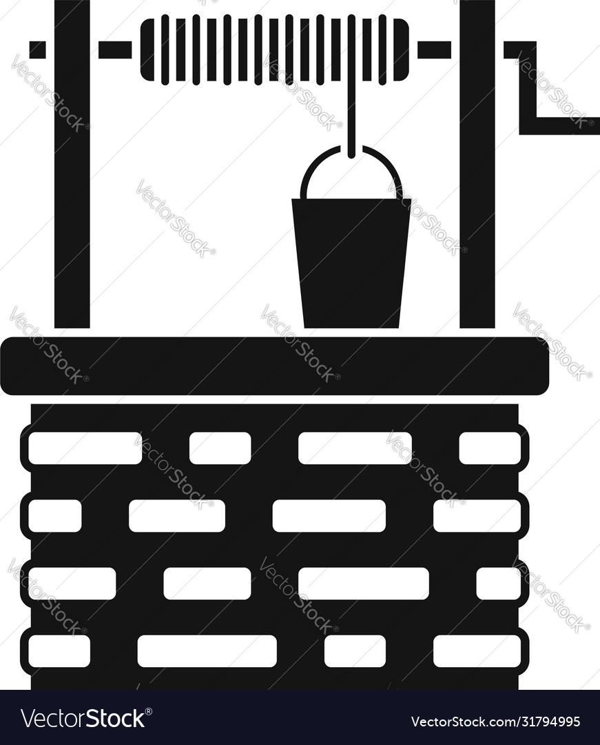 Old stone water well icon simple style Royalty Free Vector