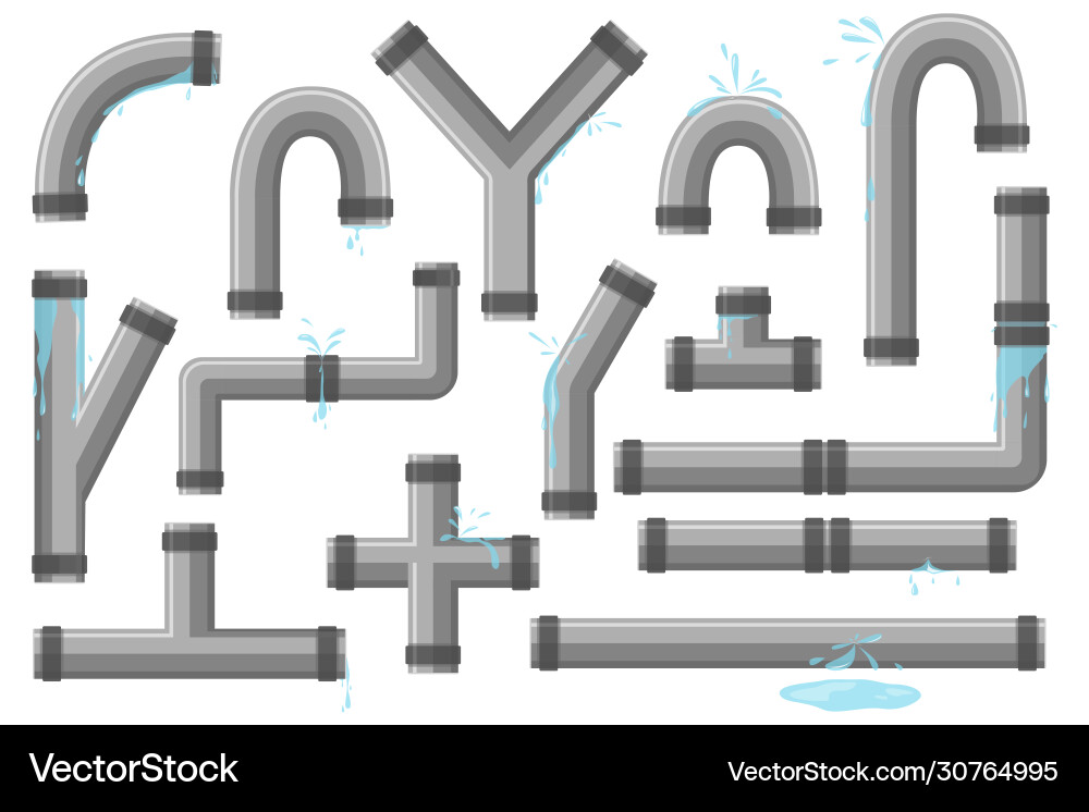 Pipe steel and plastic connectors Royalty Free Vector Image
