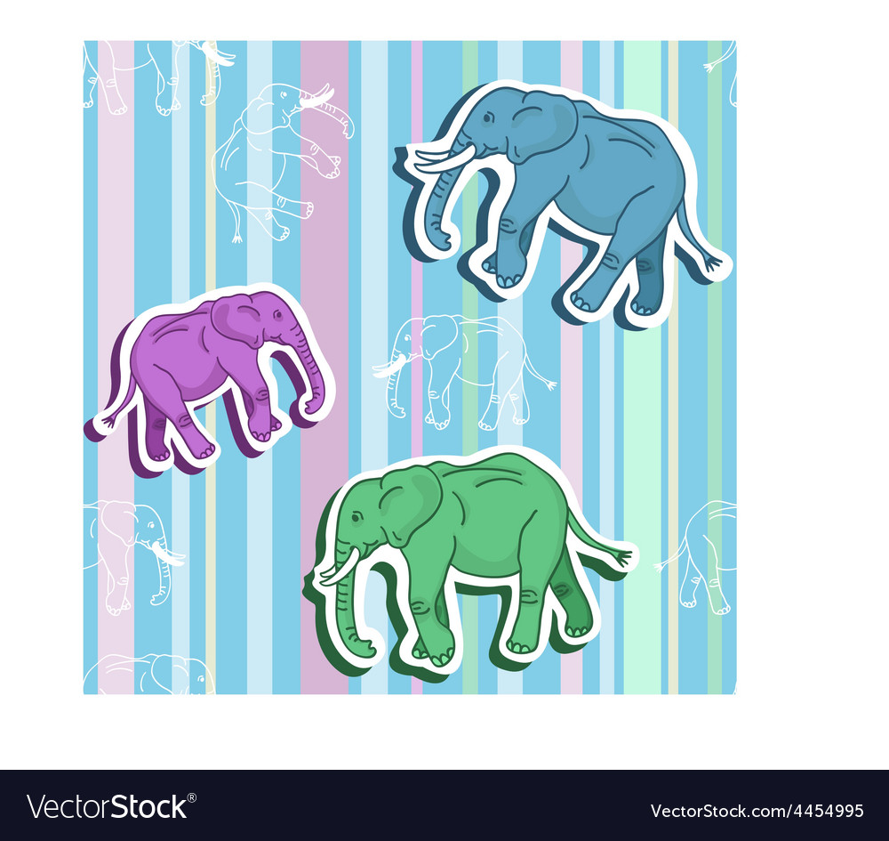 Seamless elephant pattern on stripped wallpaper