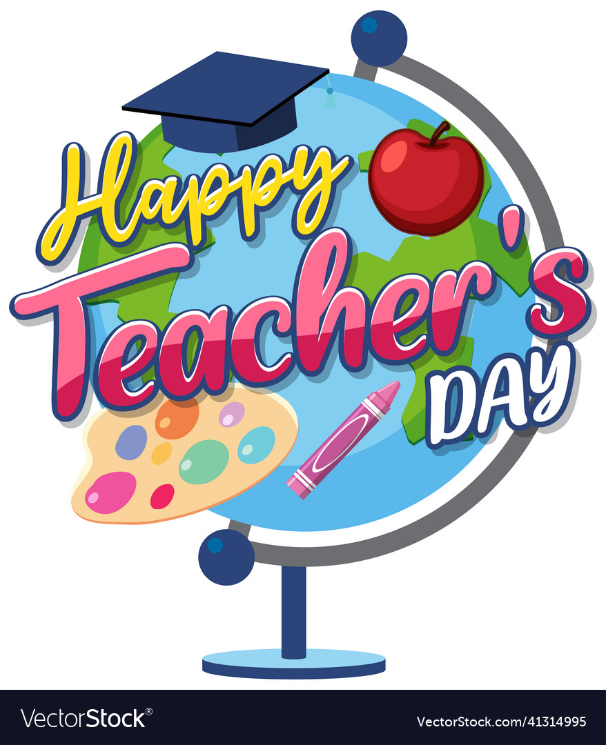 World teachers day lettering banner vector image World teachers day lettering banner