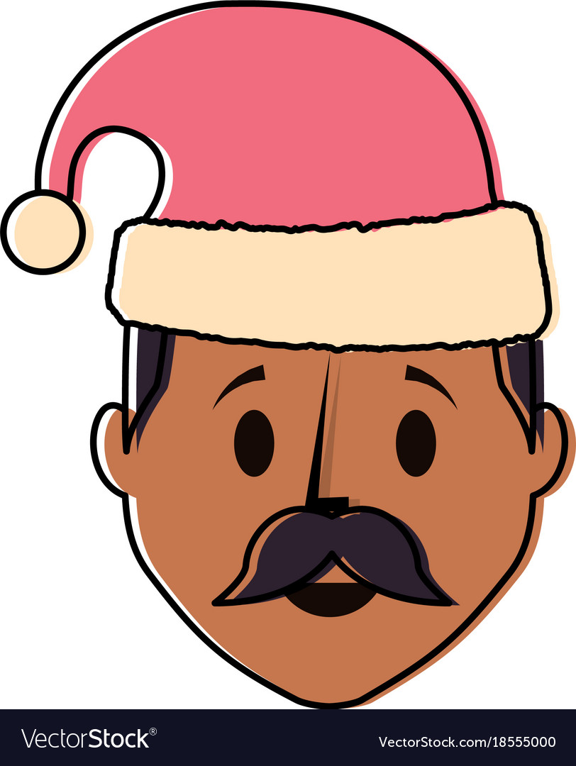 Cartoon man with christmas hat icon