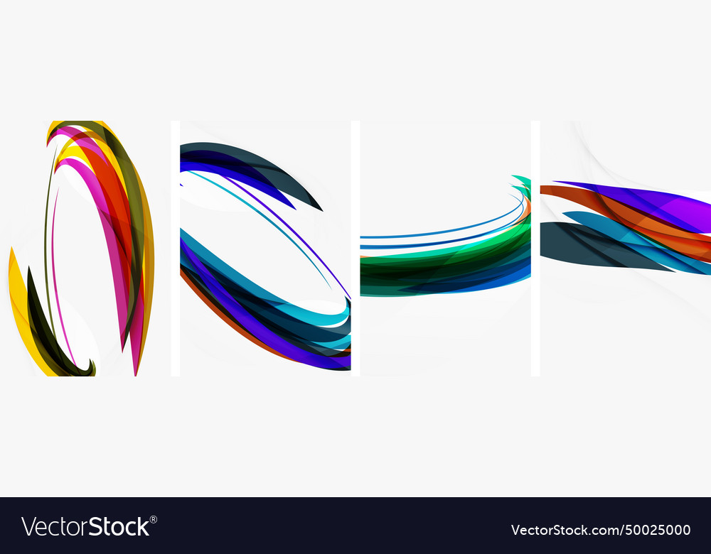 Colorful wave lines poster set for wallpaper Vector Image