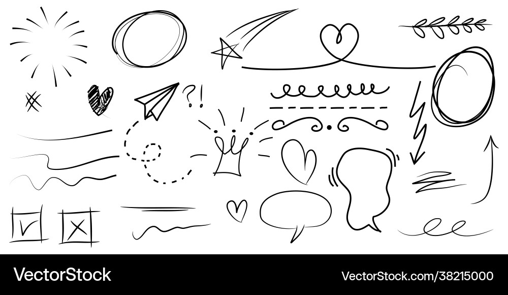Hand drawn set curly swishes swashes swoops Vector Image
