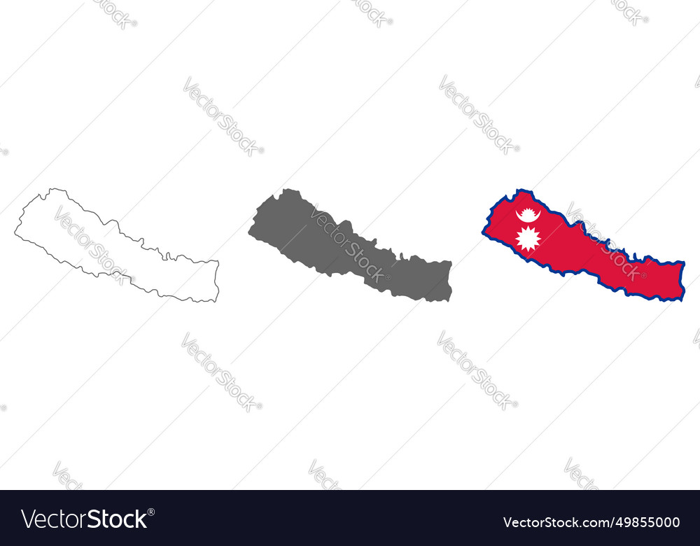 Highly detailed nepal map with borders isolated