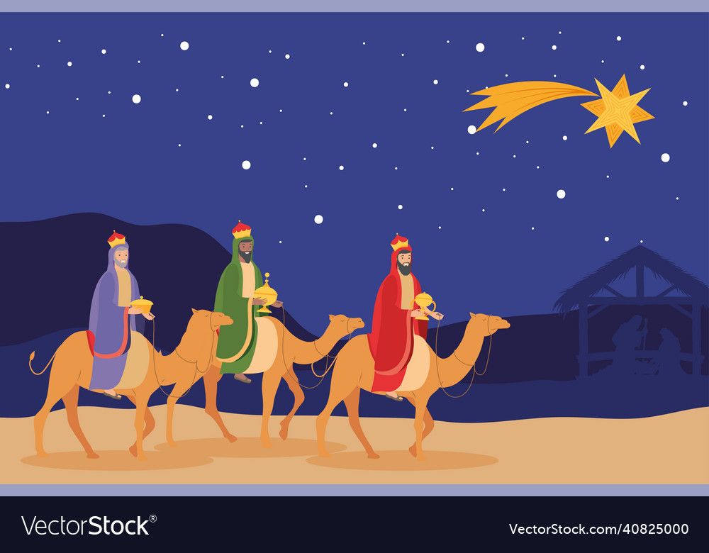 Magic kings in desert Royalty Free Vector Image