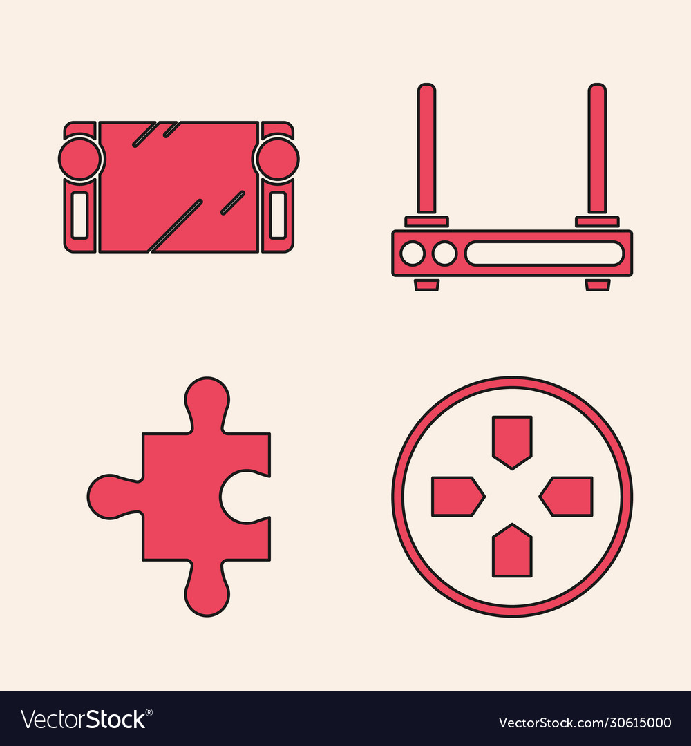 Set gamepad portable video game console router vector image Set gamepad portable video game console router