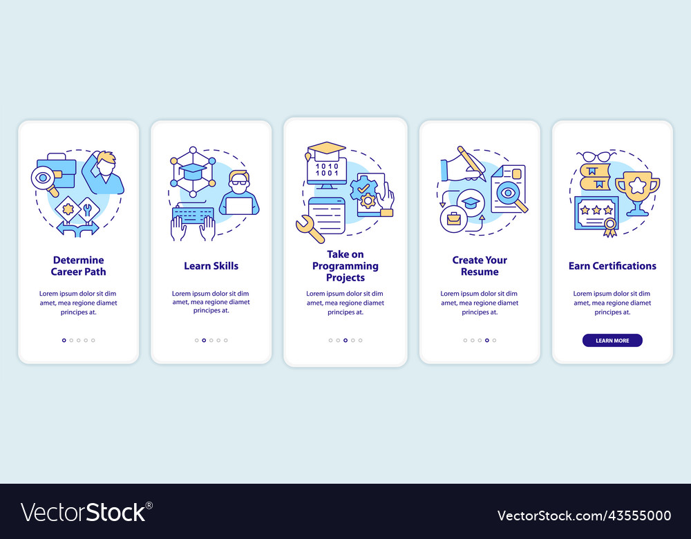 Steps to become software engineer onboarding Vector Image