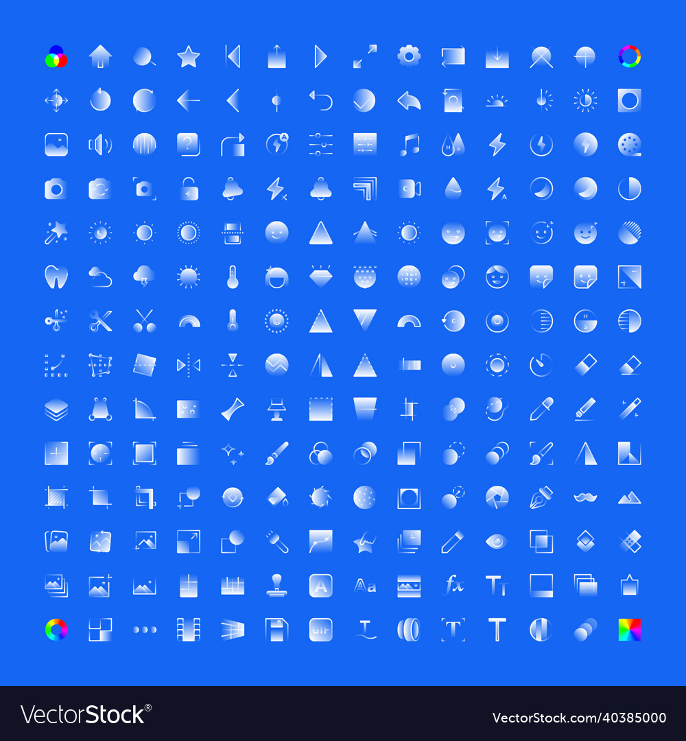 Thin line image editing icons vector image Thin line image editing icons
