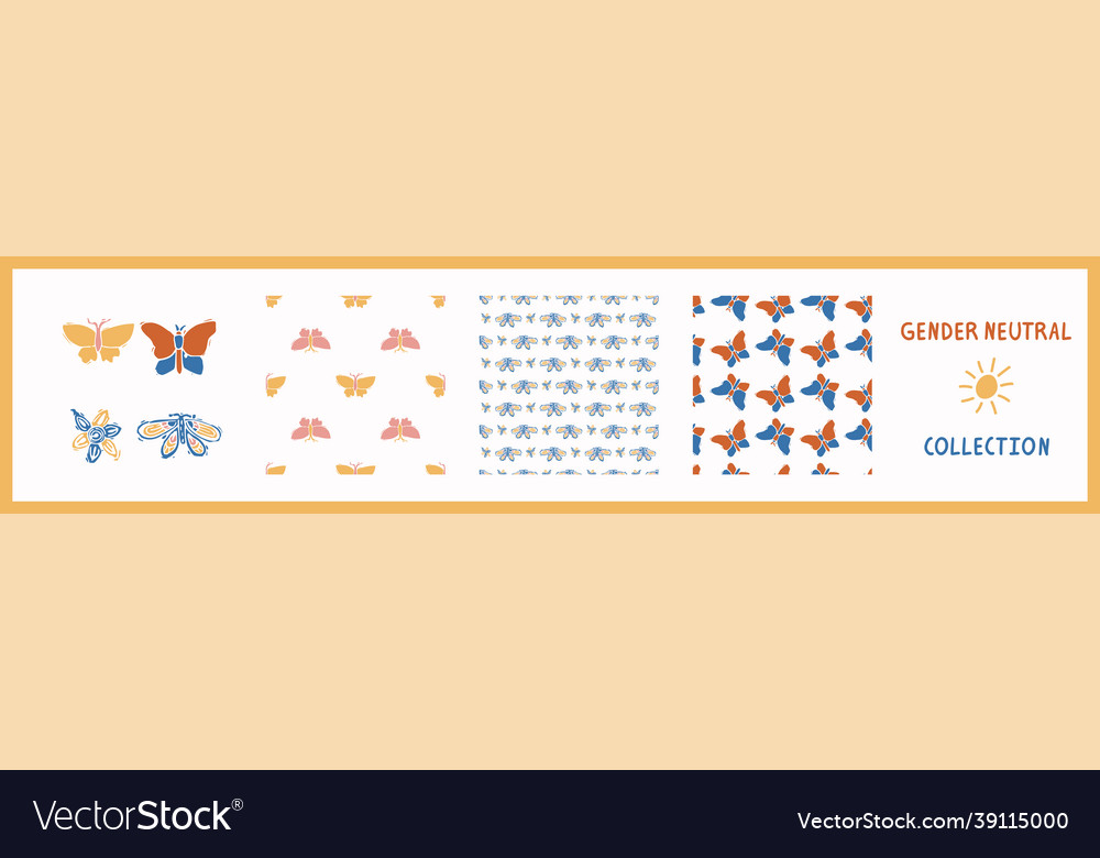 Whimsical style block print shape butterfly