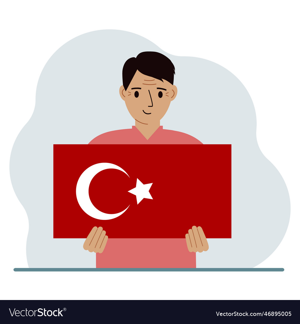 Ein Mann hält türkische Flagge in seinen Händen Konzept vector image Ein Mann hält türkische Flagge in seinen Händen Konzept