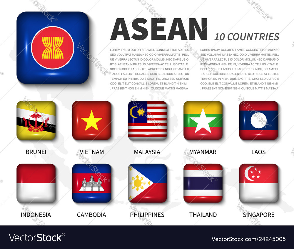 Asean And Membership Association Of Southeast Vector Image