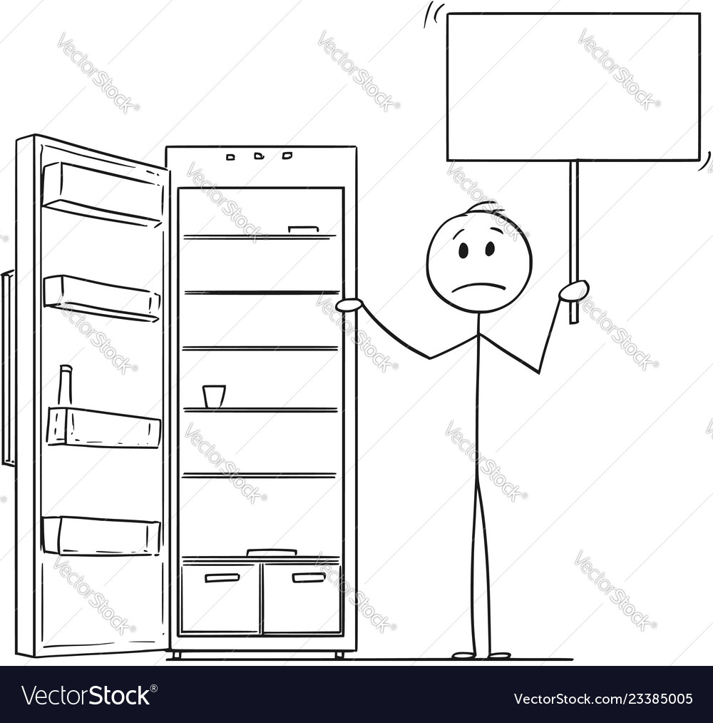Cartoon of hungry man holding empty sign Vector Image Cartoon of hungry man holding empty sign Vector Image
