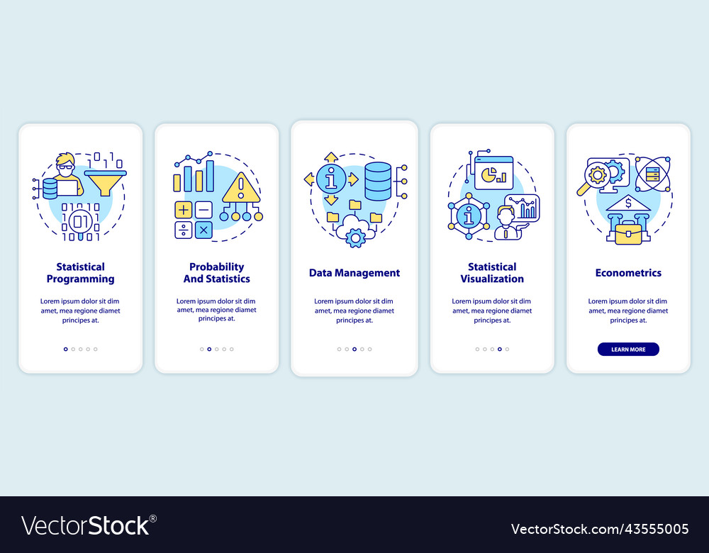 Data analyst skills onboarding mobile app screen vector image Data analyst skills onboarding mobile app screen