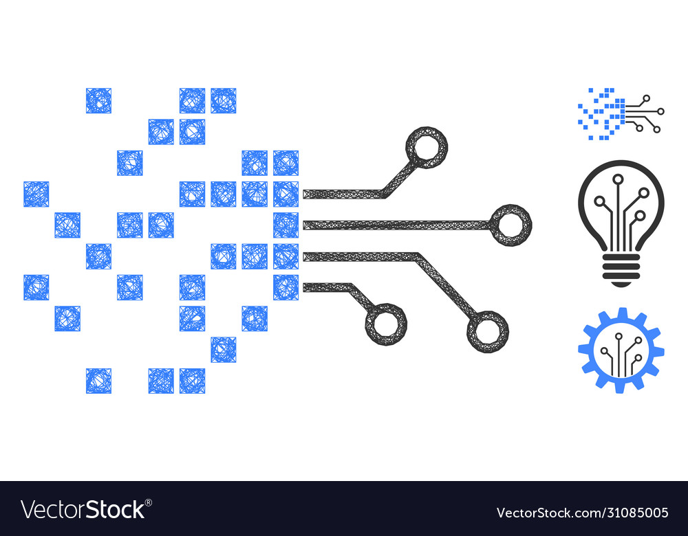 Digital circuit transformation polygonal web vector image Digital circuit transformation polygonal web