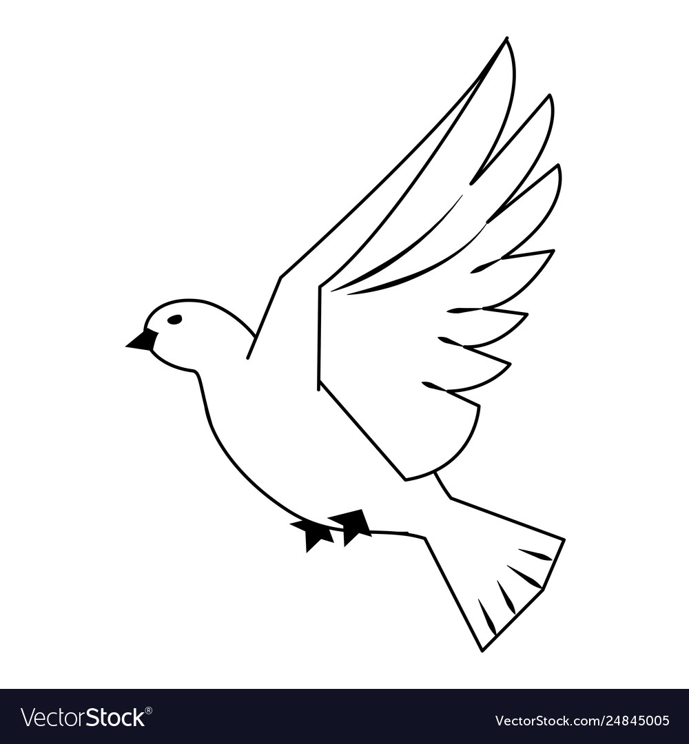 Bird Flying Black and White cartoon