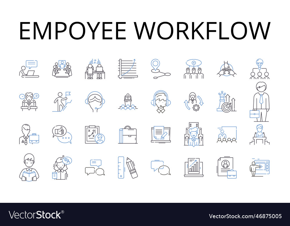 Empoyee workflow line icons collection staff