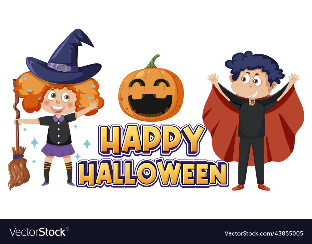 Happy halloween logo with cartoon character